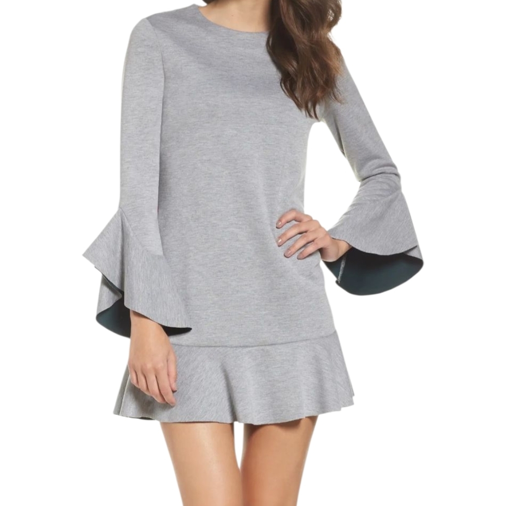 Chelsea28 Light Gray Long Sleeve Dress